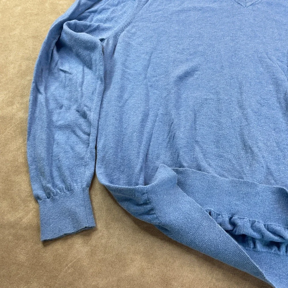 Massimo Dutti Sweater Men Sz M Pullover Cotton Silk Cashmere V-Neck Lightweight